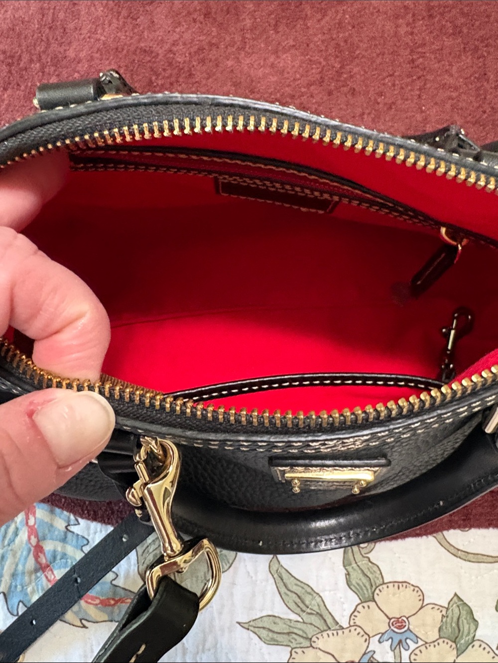 Dooney & Bourke Black Pebble Leather Crossbody Bag with Gold Hardware - Picture 3 of 3